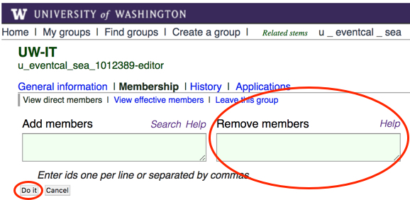 "Remove members" field in UW Groups interface