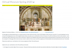 screencapture of virtual museum project
