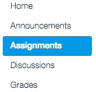 Assignments menu item in Canvas course navigation
