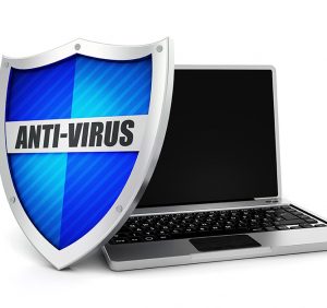 Anti-virus shield protecting laptop