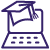 Icon of computer with graduation cap