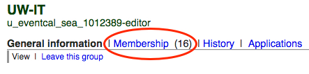 "Membership" link in UW Groups interface