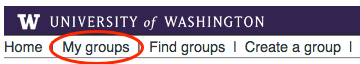 "My groups" link at top of UW Groups page