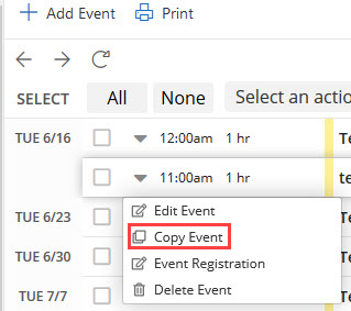 copy event screen