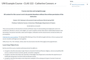 Course home page with overview and learning objectives