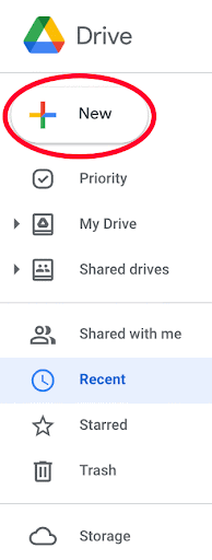 Under Drive, +New option is highlighted