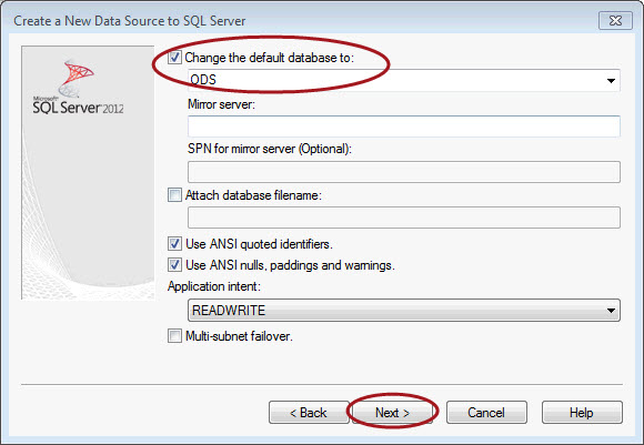 Setting the default DB on a new data source in MS Access