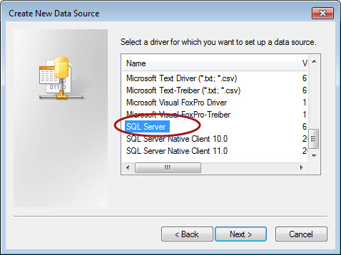 Creating a new data source in MS Access using the SQL Server generic driver