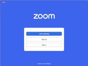 Zoom software sign in screen