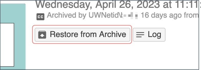 Restore from Archive button in context