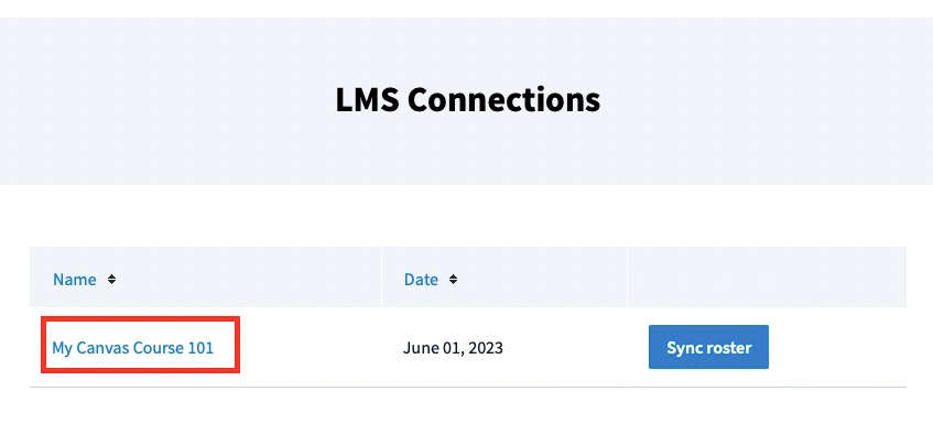 LMS Connections page in Poll Everywhere. Canvas Course title button is highlighted.