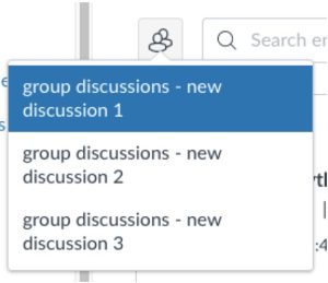 Group choose icon selected showing drop down menu of all groups in the discussion