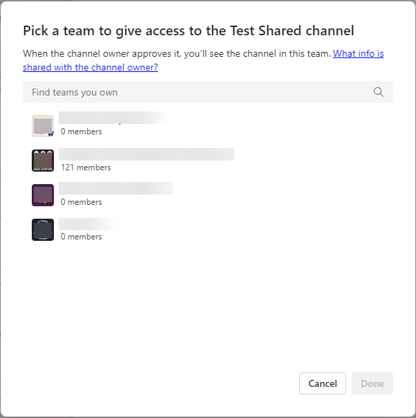 Screenshot of MS Teams application