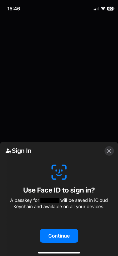 A screenshot of the new Duo device management page on the second step of adding a platform authenticator on an apple device